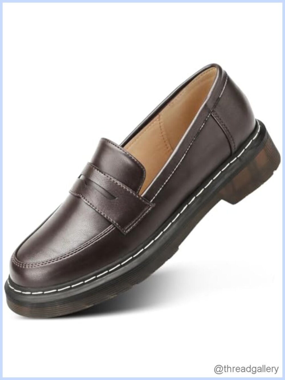 Women's Faux Leather Chunky Platform Penny Loafers Round Toe Slip-On Comfort